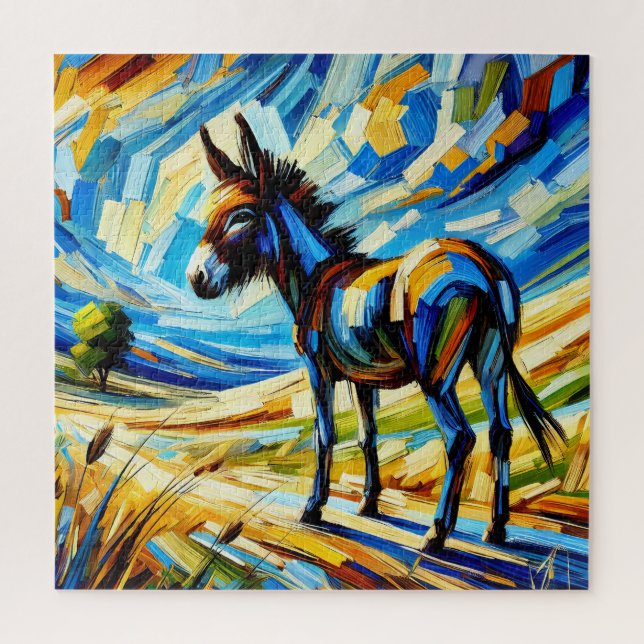 Donkey no Grassland 600 Piece Quebra-cabeça (Vertical)