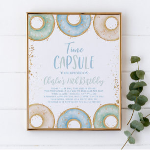 Donut Grow Up Birthday Time Capsule Poster Blue