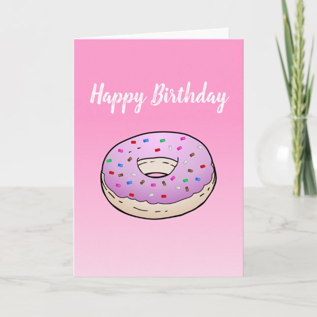 Donut no Cartão de Aniversário Dobrado (Frente)
