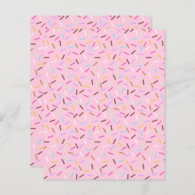 Donut Sprinkles Scrapbook Paper Pink Craft Paper (Frente/Verso)