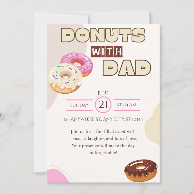 Donuts com o Papai Convite do Dia dos Pais Celebre (Frente)