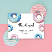 Donuts de aquarela agradecimento revelação do sexo