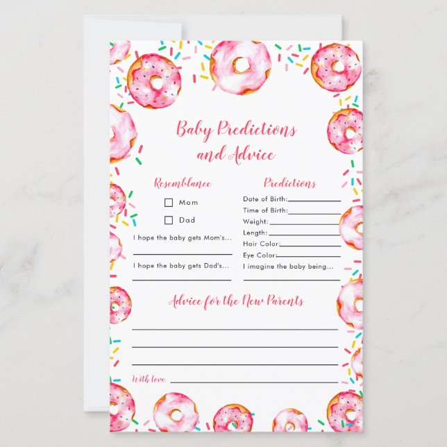 Donuts Diapers Baby Predictions Advice Game (Frente)