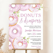 Donuts E Fraldas Chás de Bebê Menina Rosa Bem-vind