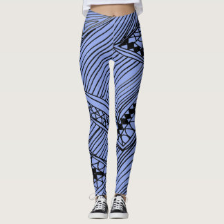 Doodle 1A Blue Light Gray Leggings