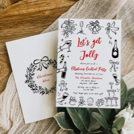 Doodle Christmas Cocktail Convite de festas Quirky