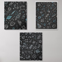 Doodle de Constelação no Quadro Negro do Espaço Si