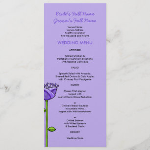 Doodle Divertido Flores roxo laranja Menu de Casam