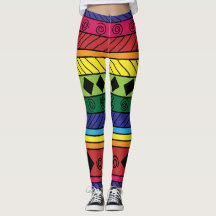 Doodle geométrico tribal colorido que legging