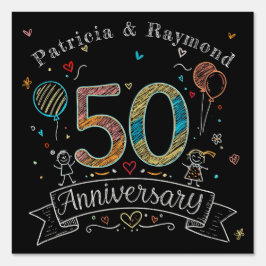 Doodle no Quadro Negro Aniversário de 50 Anos Pers