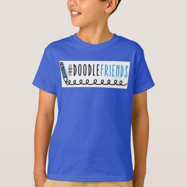 #DoodleFriends - Crianças T-Shirt com Capas Negras (Frente)