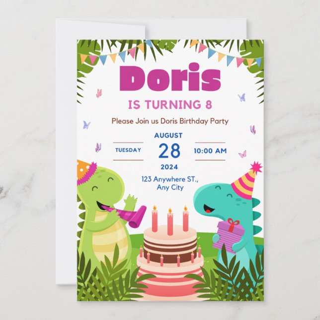 Doris está fazendo o convite de aniversário (Frente)