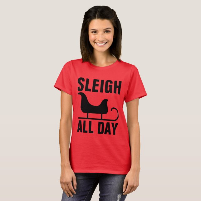DORMIR O DIA TODO, T-shirts de Natal engraçadas (Frente Completa)