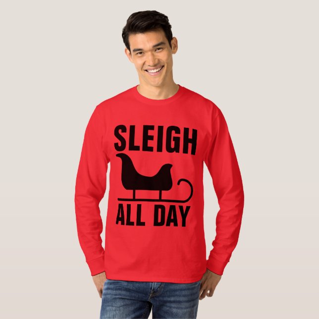DORMIR O DIA TODO, T-shirts de Natal engraçadas (Frente Completa)