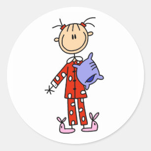 Dormir Sobre A Garota Em Seu Adesivo De Pijama