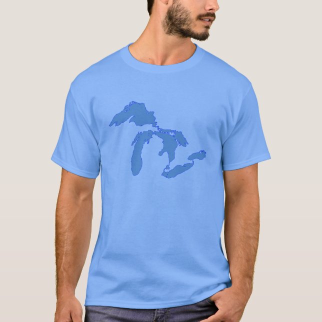 Dos grandes lagos t-shirt azul apenas - (Frente)