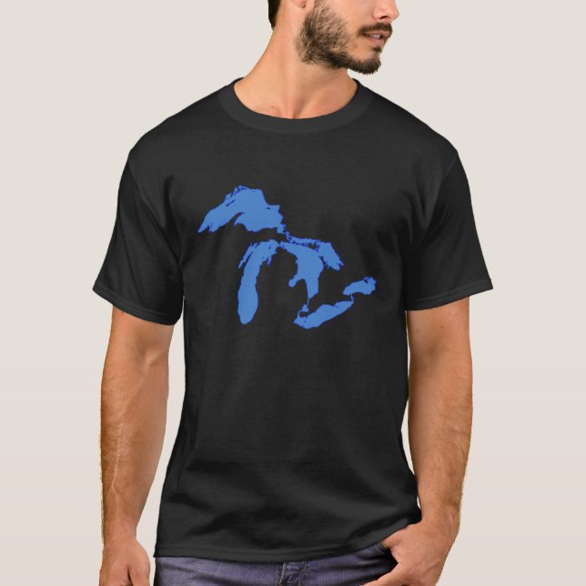 Dos grandes lagos t-shirt preto apenas - (Frente)