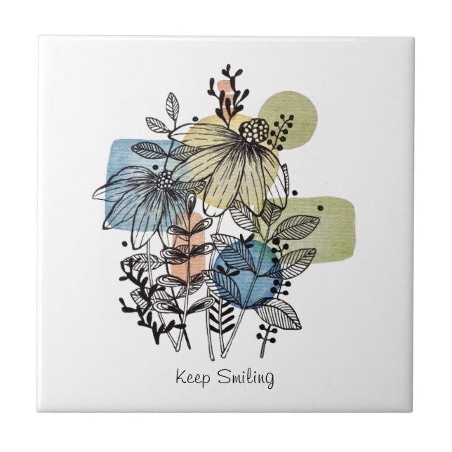 Dótulo De Margarida Em Tinta E Azulejo De Aquarela (Frente)