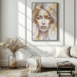 Dourada Abstrato de Watercolor Poster