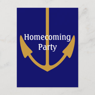 Dourada âncora nos Convites de festas navais azui