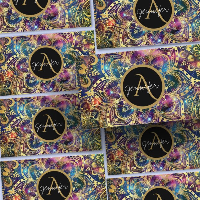 Dourada aquarela e nebula mandala cartão de visita (Criador carregado)