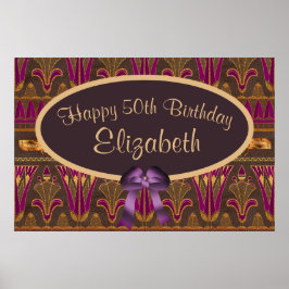 Dourada Arte Roxa Deco Impressão 50º Poster de Ani