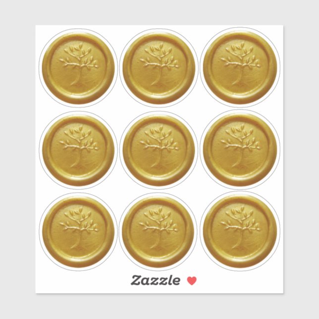 Dourada árvore de adesivos de cera (Folha)