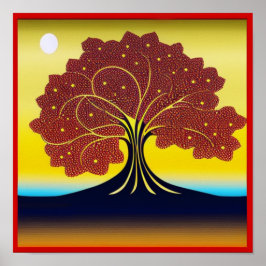 Dourada árvore no Poster de vento