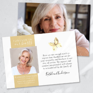 Dourada Borboleta Foto Funeral Obrigado Cartões