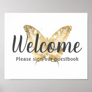 Dourada Borboleta Guestbook Impressão