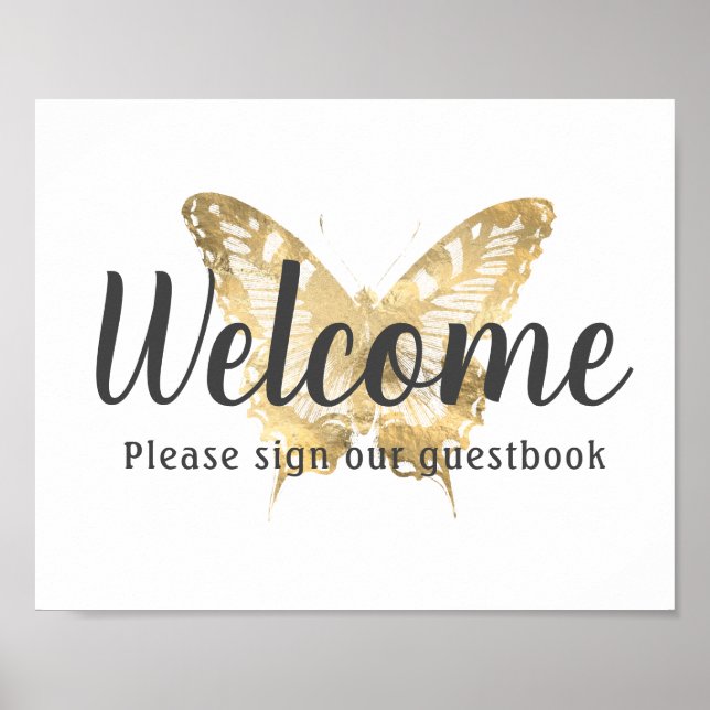 Dourada Borboleta Guestbook Impressão (Frente)