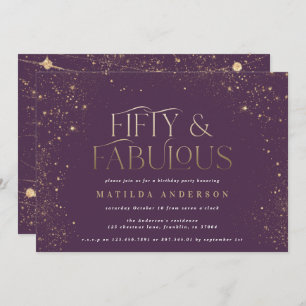 Dourada brilho roxo 50 e festa de aniversário fabu