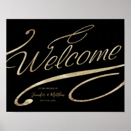 Dourada caligrafia Black Welcome Poster