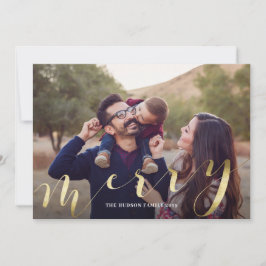 Dourada caligrafia Grande Foto Feliz Cartão de Nat