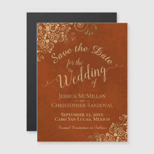 Dourada caligrafia Imã salve a data laranja ferrug