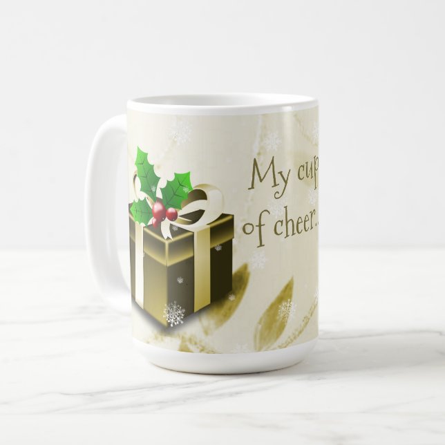 Dourada caneca de café de Natal (Frente Esquerda)