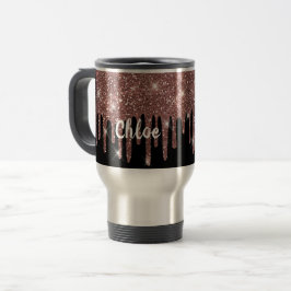 Dourada Caneca de viagem brilhante de rosa branca