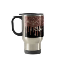 Dourada Caneca de viagem brilhante de rosa branca