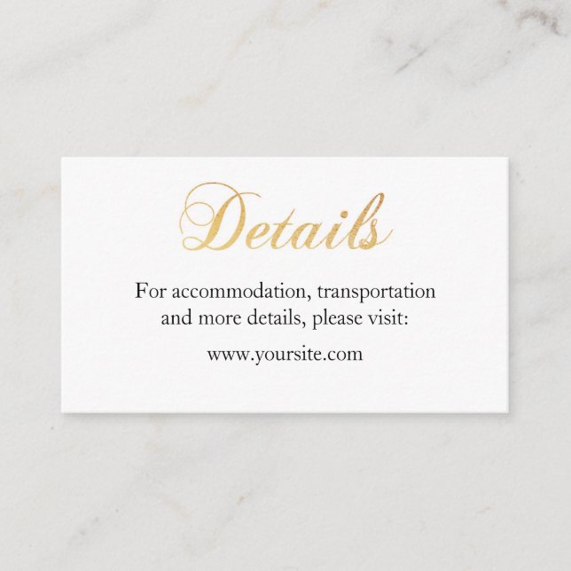 Dourada carta de detalhes do casamento. Cartão de  (Frente)