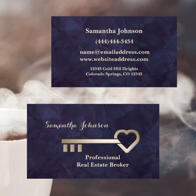 Dourada chave Royal Plum Real Estate Cartão de vis (Criador carregado)