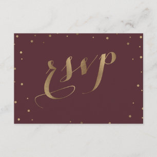 Dourada Confetti Amor Casamento Borgonha RSVP