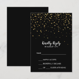 Dourada Confetti | Cartão RSVP de Casamento Simple