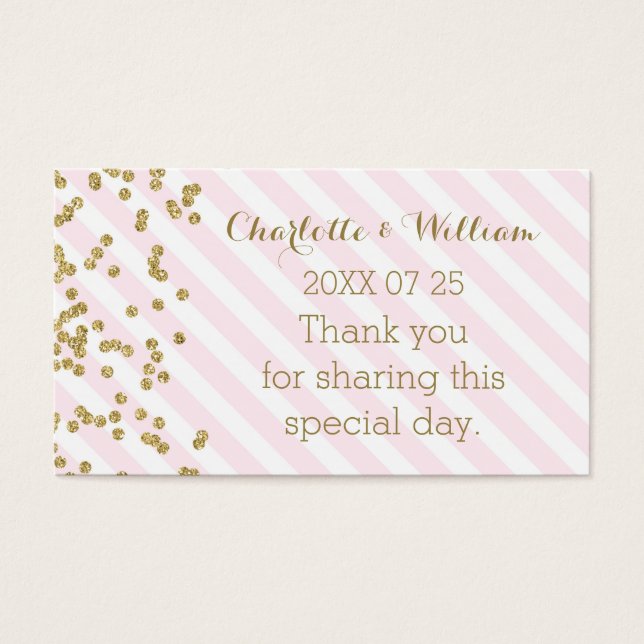 Dourada Confetti Rosa Stripes-Rosa Marcações Favor (Frente)