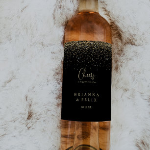 Dourada Confetti Script Saúde Rótulos De Vinho De 