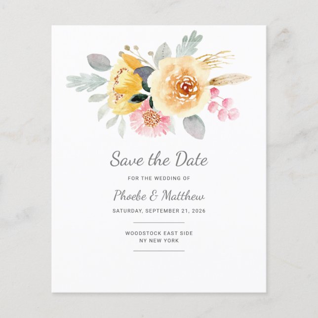 Dourada Cor de Água, Rosa, Floral Moderna, Botânic (Frente)