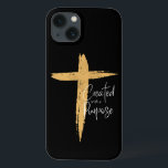 Dourada cruz com Jesus Criada com um propósito<br><div class="desc">Dourada cruz com Jesus Criada com um caso de iPhone 13 com propósito. Dourado traço de tinta com Jesus suavemente embutido. A caligrafia escreveu "Criado com um propósito" ao lado da cruz do ouro. Mostre a sua fé nesta forte declaração encorajadora.</div>