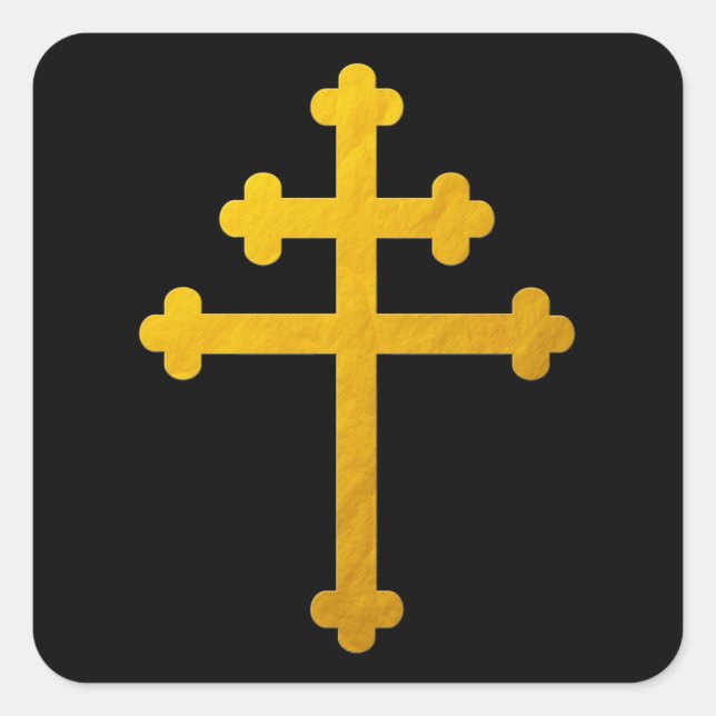 Dourada Cruz de Lorena em Autocolantes Pretos/Cris (Frente)