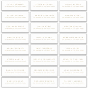 Dourada e moderna etiqueta de endereço de convidad