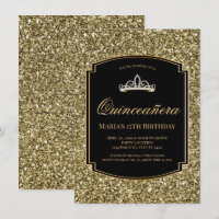 Dourada e Negra - Convites para Quinceañera