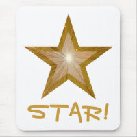 Dourada estrela 'STAR' branco do mouse pad